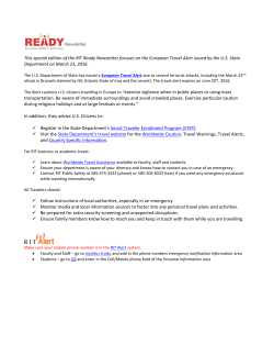 March 2016 - Special Edition - European Travel Alert