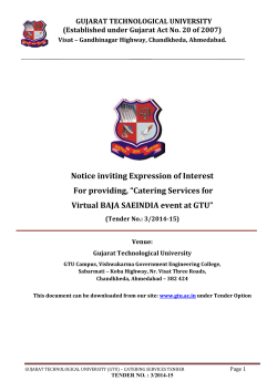 Notice inviting Expression of Interest For providing &ldquo;Catering Services for (Tender No.: 3/2014-15)