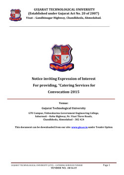 Tender Notice for providing Catering services for convocation 2015.(Tender No.10/2014-15)