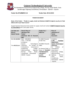 Tender No.06/2015-16 Supply,install & maintain SEQRITE Endpoint Security 6.2 Total edition with 3 years paper license.