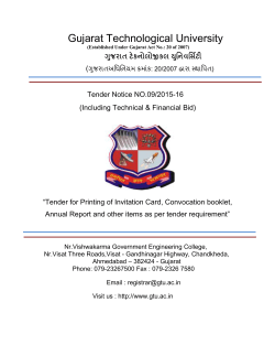 Tender No.09/2015-16 Printing of Invitation Card, Convocation Booklet, Annual Report & other items.