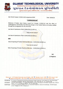 Corrigendum related to e-tender notice No.17/2015-16 (For Pulping of Answerbook And Other Records).