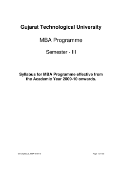 MBA Semester III Syllabus