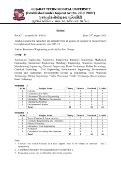 Teaching scheme for Semester I and semester II for all courses of Bachelor of Engineering Effective from Academic year 2013-14