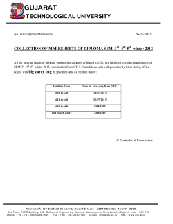 Collection of Marksheet of Diploma Sem 3rd 4th, 5th winter 2012