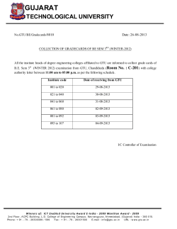 Collection of Gradecards of BE Sem 3rd (Winter-2012)