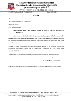 Collecting Grade Cards & College Register of Master of Pharmacy Sem- 1 to 3 of winter 2012.