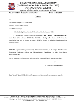 Collecting Grade Cards of M.B.A Sem- 1 to 4 of Summer 2013.