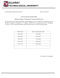 COLLECTION OF GRADECARDS BE SEM 3rd Regular, 4th Remedial & 5th Regular (WINTER 2013)