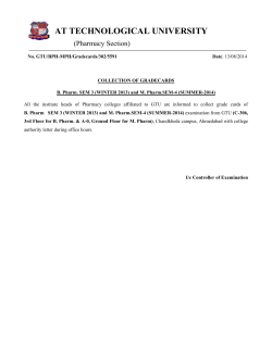 COLLECTION OF GRADECARDS B. Pharm. SEM 3 (WINTER 2013) and M. Pharm.SEM-4 (SUMMER-2014).