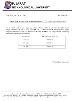 COLLECTION OF PROVISIONAL DEGREE CERTIFICATE BE SEM 1st and 2nd Summer-2014)