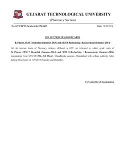 Circular for COLLECTION OF GRADECARDS B. Pharm. SEM 7 Remedial (Summer-2014) and SEM 8 Rechecking / Reassessment (Summer-2014)