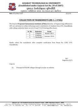 Marksheet Collection of Students (Proposed Autonomous Institutes) in Winter-2013 and Summer-2014