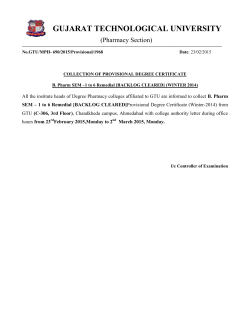COLLECTION OF PROVISIONAL DEGREE CERTIFICATE B. Pharm. SEM - 1 to 6 (WINTER 2014)