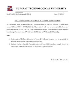 COLLECTION OF GRADE-CARDS B.PHARM SEMESTER - 8 (WINTER 2014)