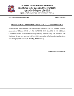COLLECTION OF GRADE CARDS B.Pharm SEM &ndash; 2,3,4,5 & 6 (WINTER 2014) Exam