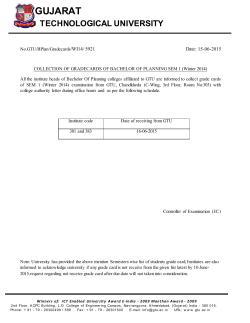 COLLECTION OF GRADECARDS OF BACHELOR OF PLANNING SEM 1 (Winter 2014)