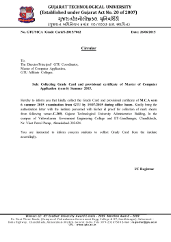 Collecting Grade Card and provisional certificate of Master of Computer Application (sem 6) Summer 2015.