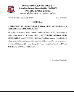 COLLECTION OF GRADECARDS B. Pharm SEM-1 (WINTER-2014) & B.PHARM. SEM &ndash; 8 (SUMMER - 2015)