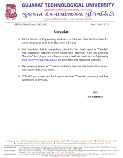 Instruction for M.E. students about their Final Thesis/Report Submission