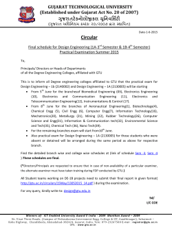 Final schedule for Design Engineering (1A-3rd Semester & 1B-4th Semester) Practical Examination Summer 2015