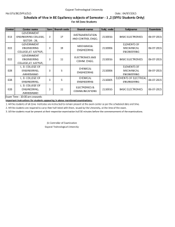 Schedule of Viva in BE Equilancy subjects of Semester - 1 ,2 (SPFU Students Only)