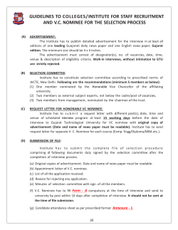 New guidelines to institutes for Staff Recruitment and V.C.Nominee for selection process
