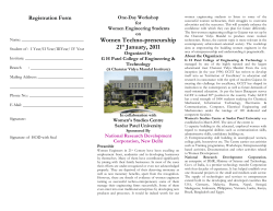 21st Jan 2011: Report:One-Day Workshop for Women Engineering Students on Women Techno-preneurship organized by G H Patel College of Engineering & Technology in collaboration with Women’s Studies Centre, Sardar Patel University, sponsored by National Research Development Corporation, New Delhi