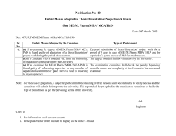 Notification No. 10 Unfair Means adopted in Thesis/Dissertation/Project work Exam (For ME/M. Pharm/MBA/ MCA/PhD)