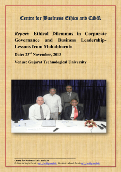 Report: Ethical Dilemmas in Corporate Governance: Lessons from Mahabharata