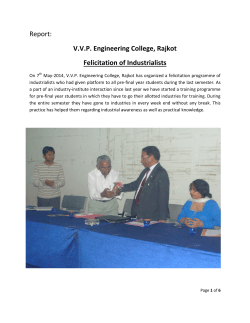REPORT: Felicitation of Industrialists, who have accepted jointly 540 students of VVP Engg College, Rajkot for training at every week-end