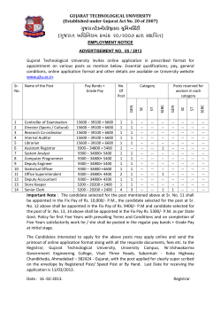 EMPLOYMENT NOTICE ADVERTISEMENT NO. 05/2013