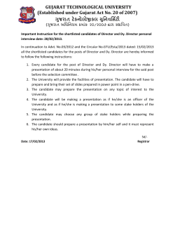 Important Instruction for the shortlisted candidates of Director and Dy. Director personal interview date: 28/02/2013.