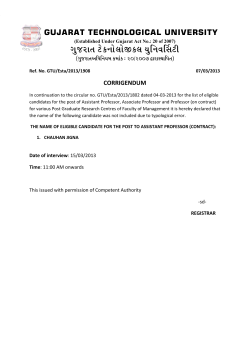 Corrigendum to Circular No. GTU/Esta/2013/1802 Dated 04-03-2013.