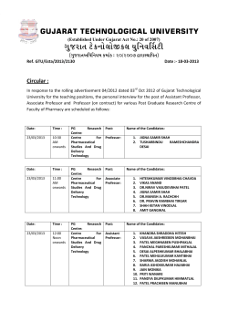 Circular for Personal Interview for the post of Assistant Professor, Associate Professor and Professor (on contract) for Post Graduate Research Centre for Faculty of Pharmacy.
