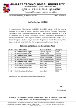 List of selected candidates for the Post of Assistant Registrar, System Analyst, Computer Programmer, Deputy Accountant, Office Superintendent & Senior Clerk