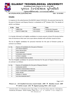 Circular for the Personal interview for the post of Director Deputy Director. Advertisement No,06/2013 dated 23.09.2013.