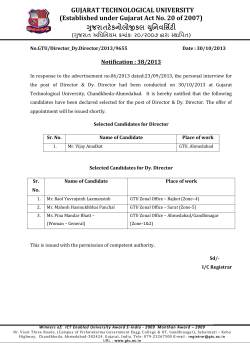 Selected Candidates for Director/Dy. Director