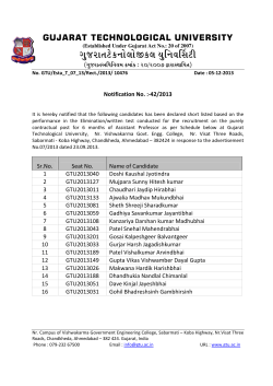 List of Shortlisted Candidates for Personal Interview for the post of Assistant Professor (on Contract) Adv.No.07/2013.