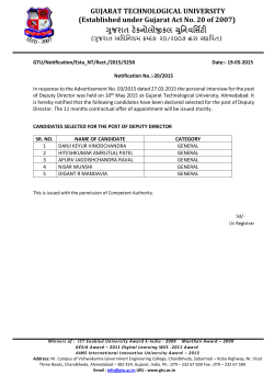 List of selected candidates for the post of Deputy Director (Advertisement no. 03/2015)