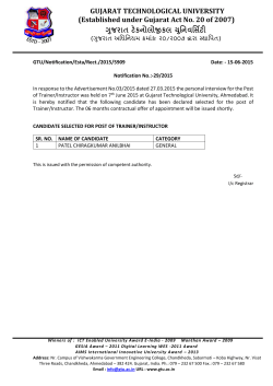 List of selected candidate for the post of Trainer/Instructor (Advertisement no. 03/2015)