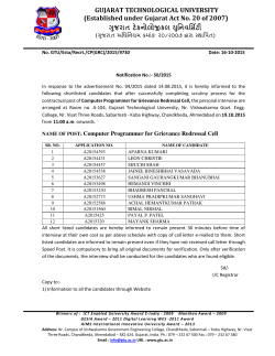 Notification no.50 : List of shortlisted candidates for the contractual post of Computer Programmer for Grievance Redressal Cell