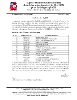 Notification no.51 : List of shortlisted candidates for the contractual post of Network Administrator