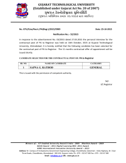 Notification no.52: List of selected candidates for the contractual post of PA to Registrar