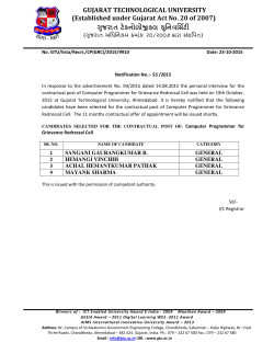 Notification no.53: List of selected candidates for the contractual post of Computer Programmer for (GRC).