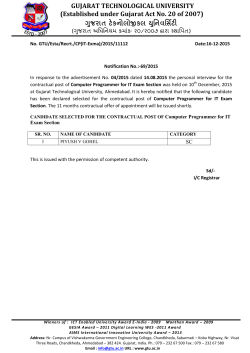 Notification No. 69/2015: List of candidates selected for the contractual post of Computer Programmer (IT Exam section)
