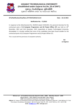 Notification No. 71/2015: List of candidates selected for the contractual post of Computer Programmer & Project Officer (IT)