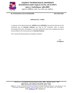 Notification No. 04/2016: List of selected candidate for the contractual post of Associate Professor