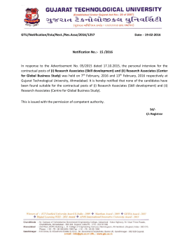 Notification no. 15/2016: List of selected candidate for the contractual post of Research Associate (Skill Development) and Research Associate (CGBS)