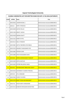 Eligible candidate list of Administrative Assistant ( MBA/MCA ) for Written Test/ Elimination test date: 27.02.2016